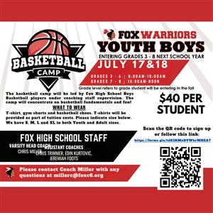 Fox Warriors Youth Boys Basketball Camp